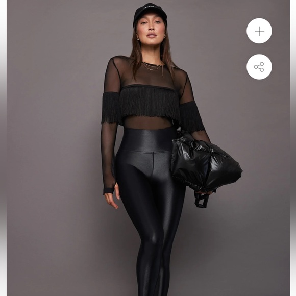 NORMA KAMALI Long Sleeve Crewneck Fringe size small - Picture 2 of 5